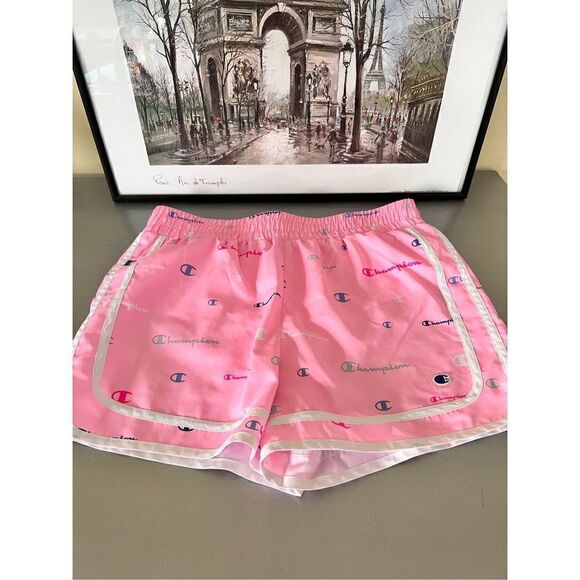 Champion Pink Candy 'Champion' Script Varsity Shorts - Picture 3 of 9